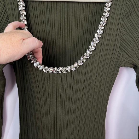 WAYF Cinthia Jewel Neck Long Sleeve Rib Midi Dress sz Large - Picture 7 of 13